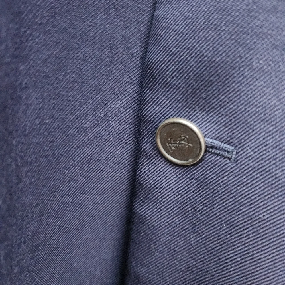 Yves Saint Laurent YSL Buttons Wool Navy Blue Blazer Men's Size 42L